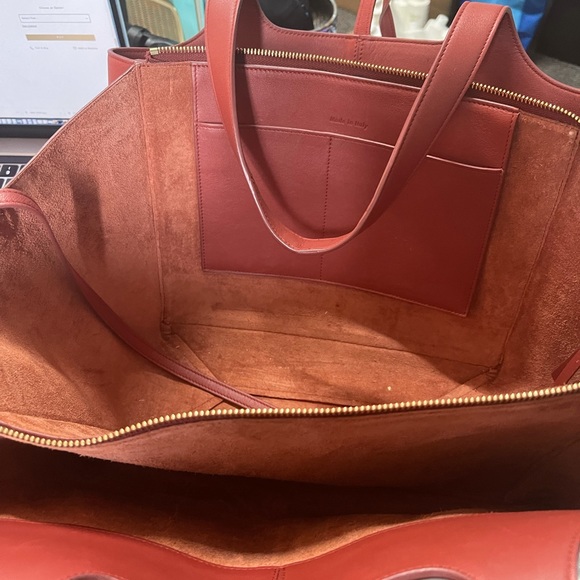 Celine Bag Medoum Trifold Red Leather Tote - Picture 9 of 16